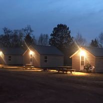 Cabins at night